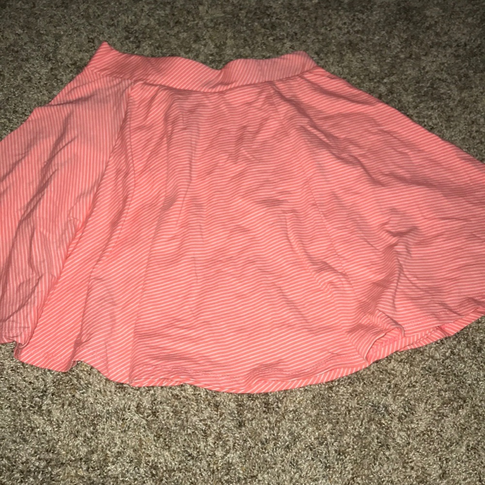 Pink and white striped skirt